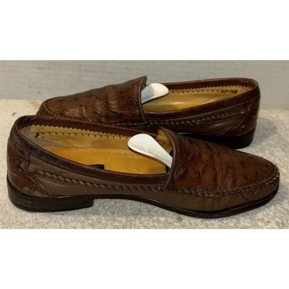 Giorgio’s of palm beach genuine ostrich Leather Men Shoes Sz 8.5 Brown Italy main image 4